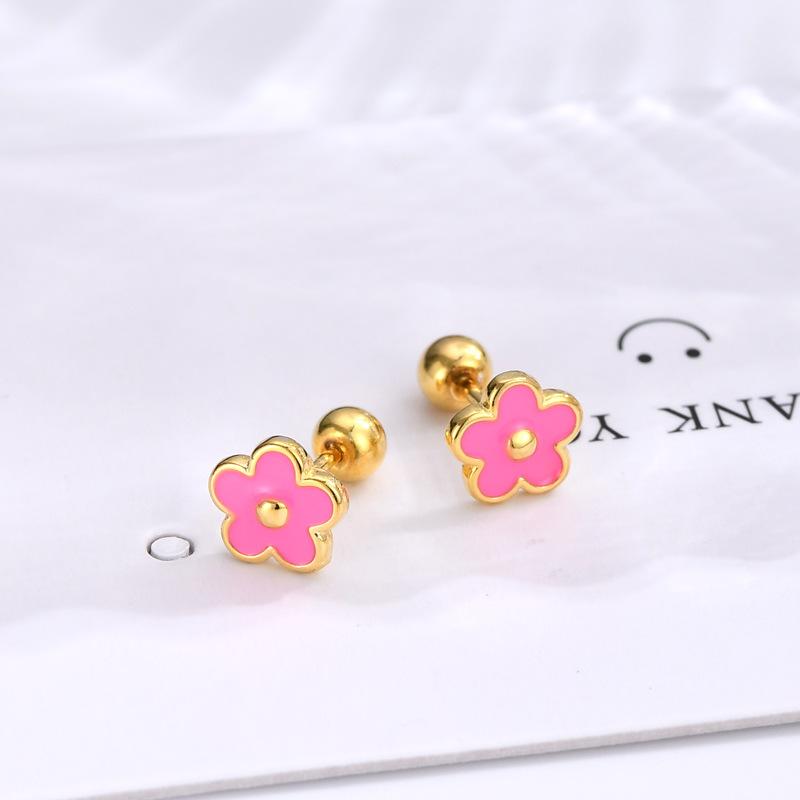 925 Sterling Silver Fashion Colorful Drip Oil Flower Screws Earrings for Women Exquisite Korean Temperament Jewelry Gift