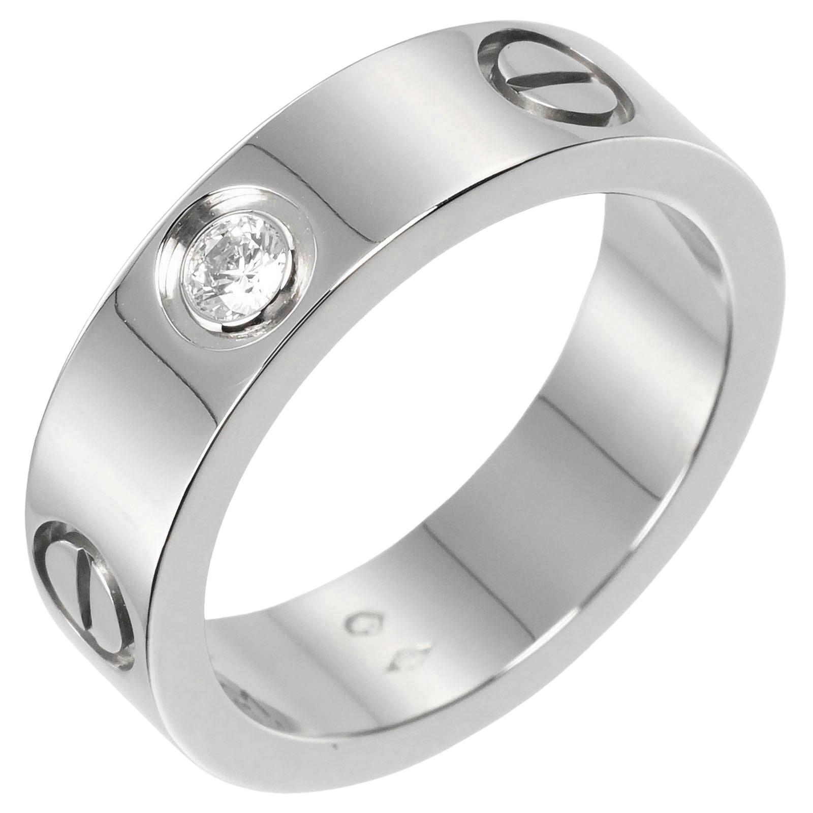

CARTIER love Ring Pt950Platinum/1P Diamond #5.8(US Size) 11.2g Women Used