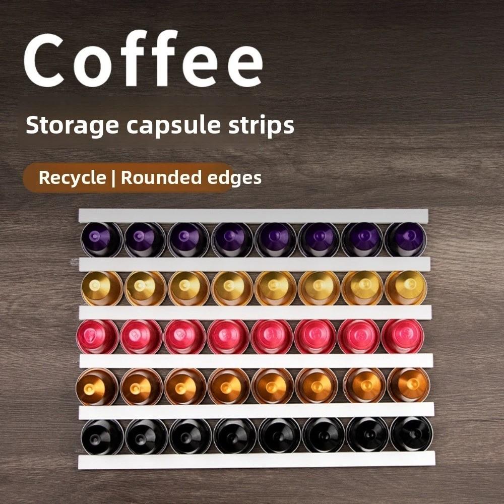 Punch-free Design Coffee Pod Keepers Strip Plastic Cabinet Capsule Rack Kitchen Organization