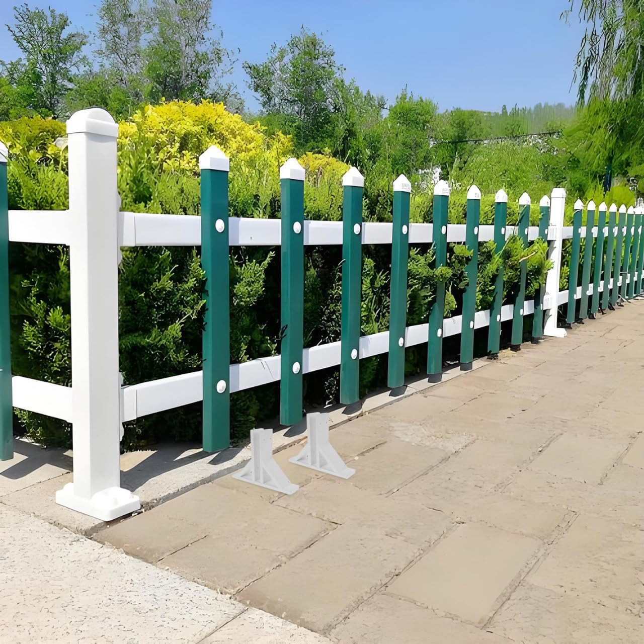 SUPVOX 2 шт. Основание для столба деревянного забора, Держатель-опора для садового забора против опрокидывания, Белая декоративная панель для экрана конфиденциальности, Легкая установка для двора, сада,
