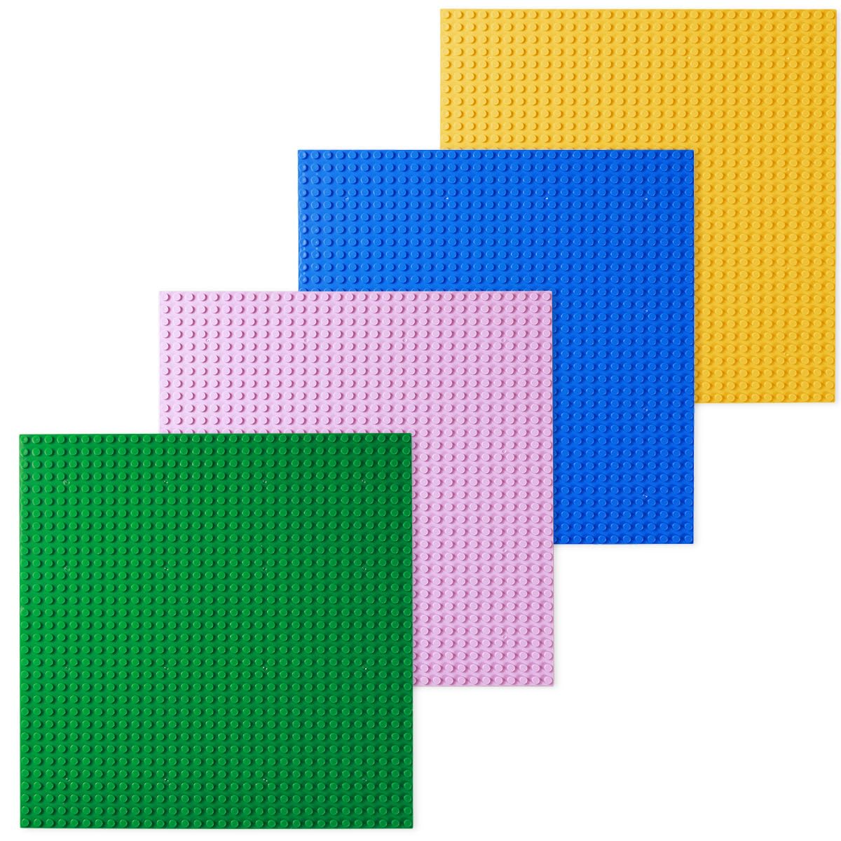 

INIBUD Classic Double-Sided Compatible Baseplate Block Plate, 32x32 Dots (Set of 4 Colors: Green, Pink, Blue, and Yellow)