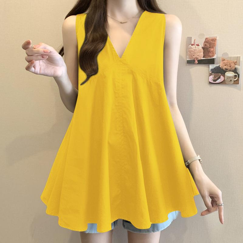 

VONDA Жіночі повсякденні літні вільні майки без рукавів з V-подібним вирізом XL жовтий