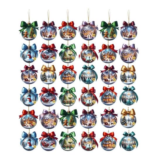 

Yousheng 2D Рождественский шар Подвесные украшения Деревянный шар Украшение для рождественской елки со снежной сценой для зимнего праздничного домашнего внутреннего и наружного декора 7cm 36pcs
