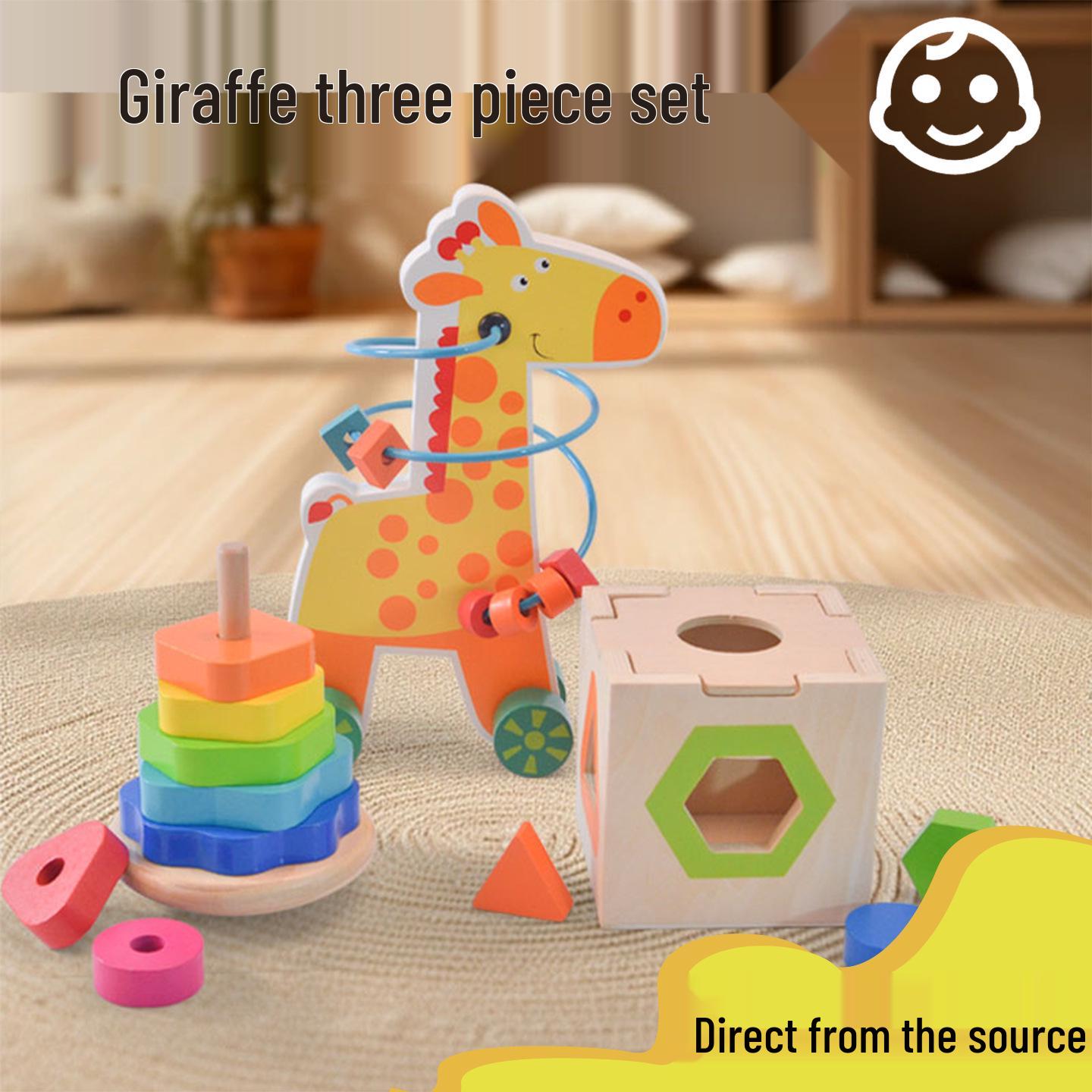 Children s Early Learning Rainbow Stacking and Shape Matching Wooden Toy Set