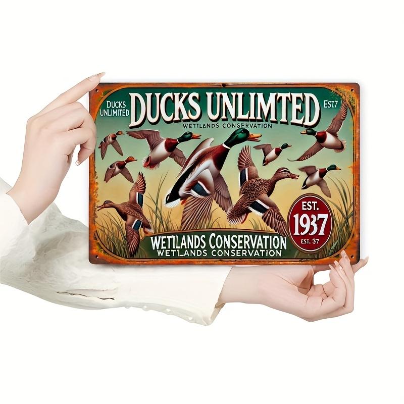 

Vintage Ducks Unlimited Tin Sign Retro Iron Wall Art with Flying Duck Silhouettes Conservation Theme Perfect for Home Caf 20x30cm（7.8x11.8inch）