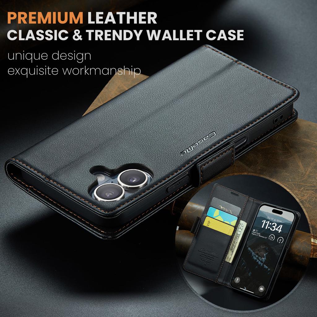 For iPhone 17 Case CASEME 023 Series RFID Blocking Glossy Stand Phone Cover