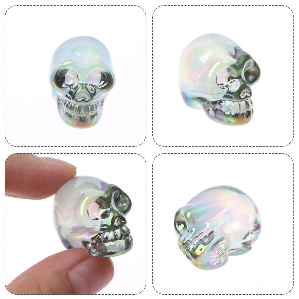 10 Pcs Gemstone Carving Skull Statue Hand Carved Human Skeleton