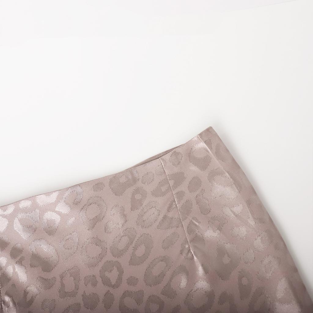 GMXIA Fusta cu jumătate de corp cu imprimeu leopard jacquard New Trend de vară Fusta lungă pe jumătate cu imprimeu leopard, jacquard