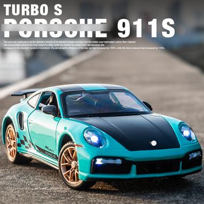1: 32 Porschi 911 Turbo-S Car Model High Simulation Diecasts Toy With Sound and Light Pull Back Vehicles Decoration Toys For Kid