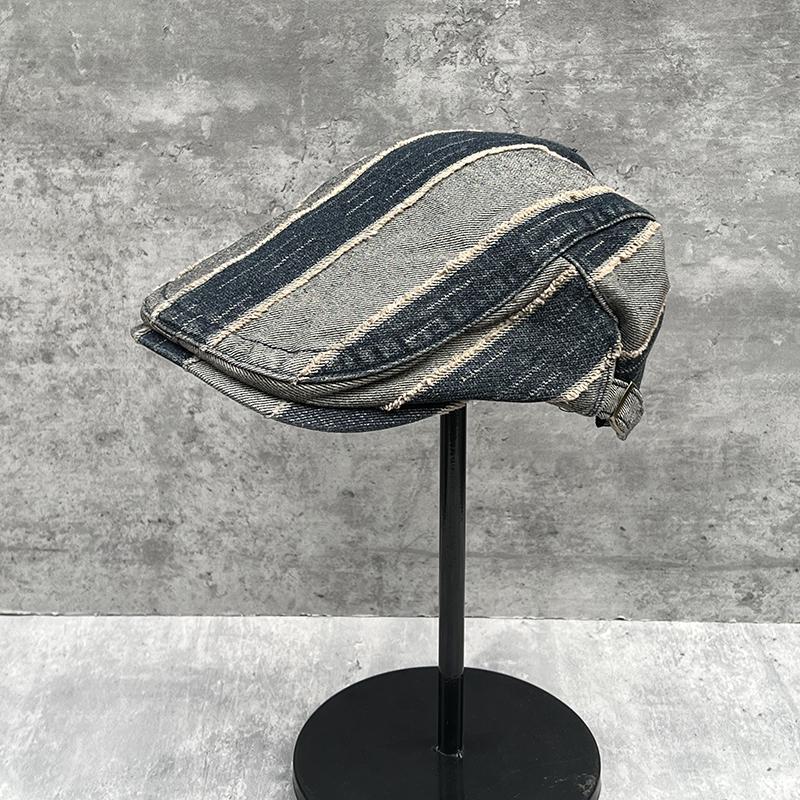 Spring And Summer Striped Retro Cap Men'S And Women'S Beret Versatile Retro Forward Hat
