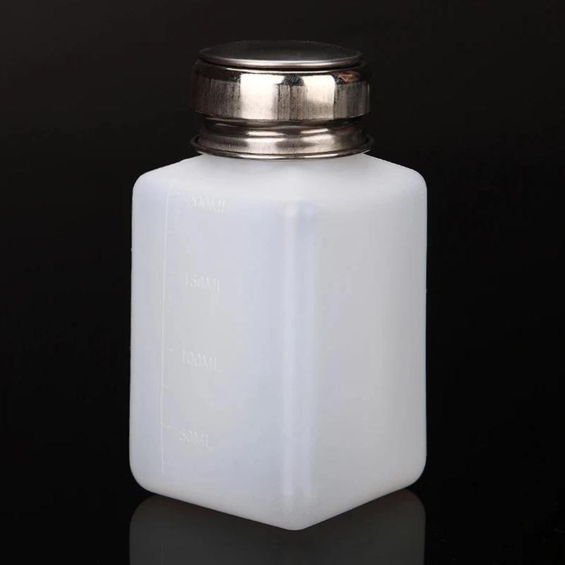 200Ml Liquid Alcohol Bottle Anticorrosive Press Type Bottle With Stainless Steel Cap Industrial Alcohol Dispenser