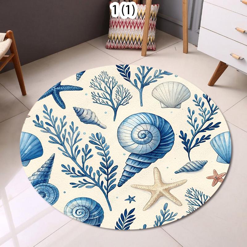 Marine Theme 3D Round Rug Living Room Bedroom Carpet Seaside Pattern Soft Durable Home Decor Nautical Stylish Styles  area rug