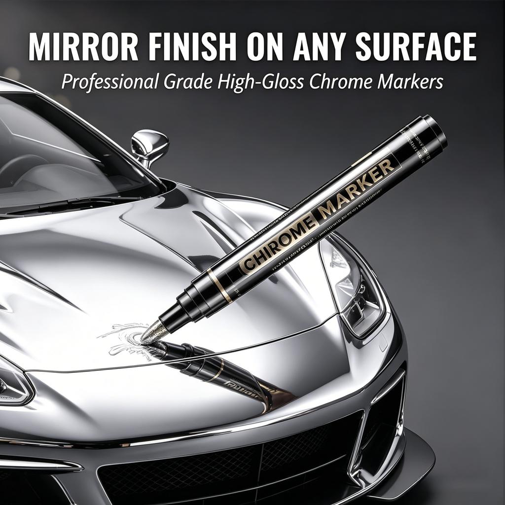 Chrome Markers Mirror Effect Paint Pen 2.8Mm Medium Tip Waterproof Liquid Chrome Marker For Plastic Metal Glass Wood Car Model
