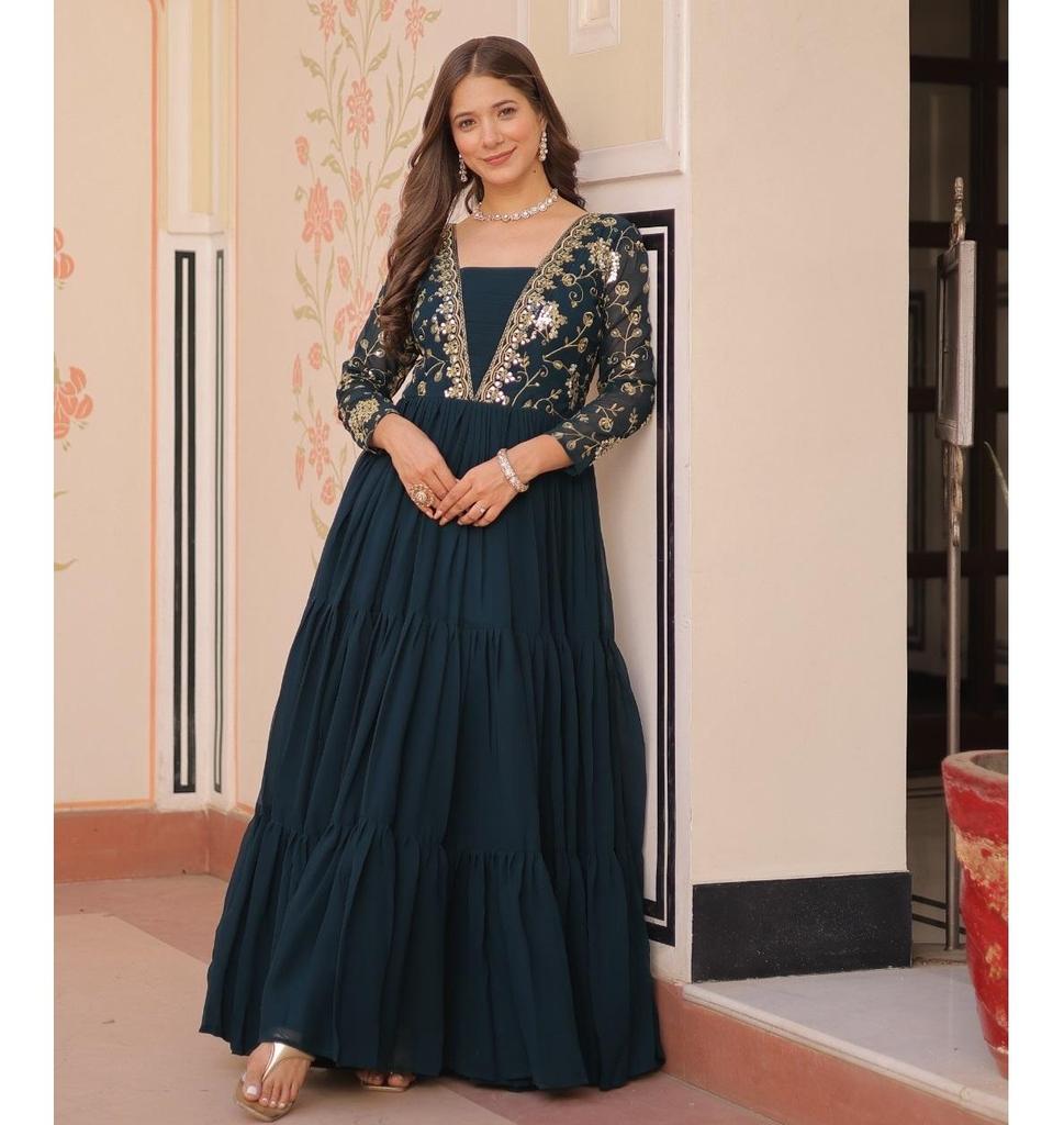 Women Designer Designer Anarkali Gown With Embroidery Sequence Work Suit Dress