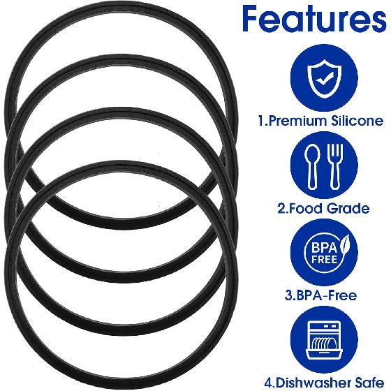 4PCS Replacement Rubber Lid Seals for 16oz & 20oz Contigo Snapseal Byron Travel Mug O Shaped Resealable Lid Gasket Replacement Soft Part Compatible