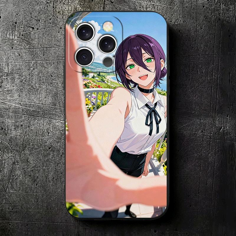 Anime Character R-Reze CSM Soft Phone Case for iPhone 16 16E 17 Air 15 Pro Max 14 Plus 13 Mini 11 12 7 Black Cover Back Shell