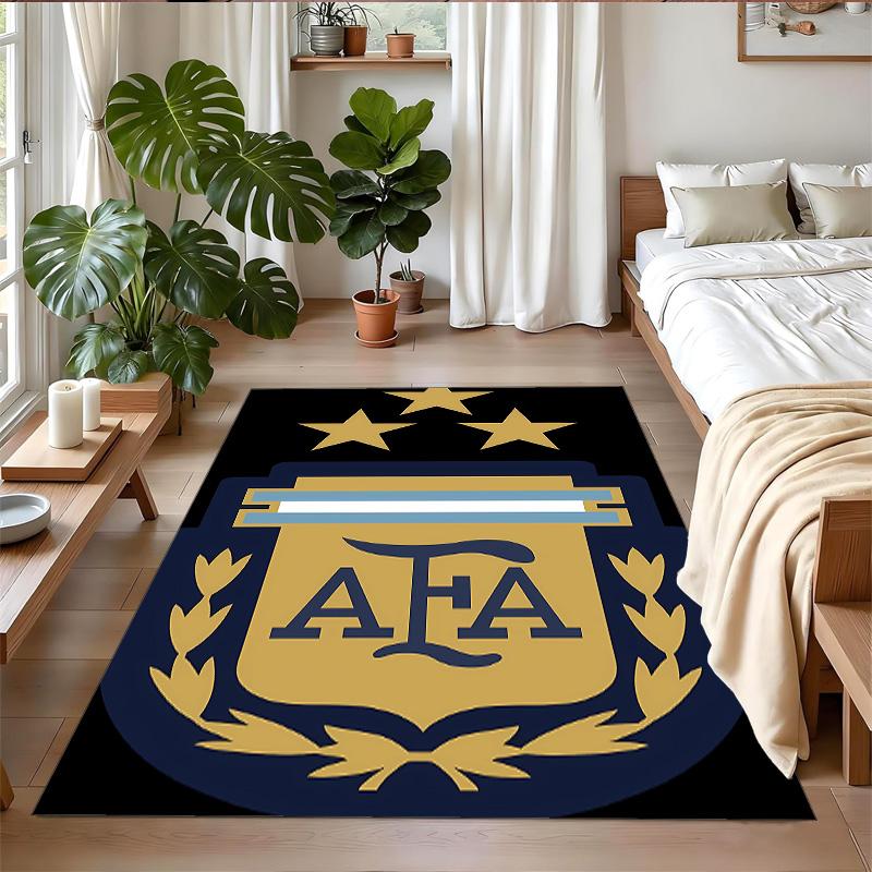 Anti‑Slip Crystal Velvet Floor Rug, Argentina National Team Design Carpet for Indoor Living Bedroom Home Decoration