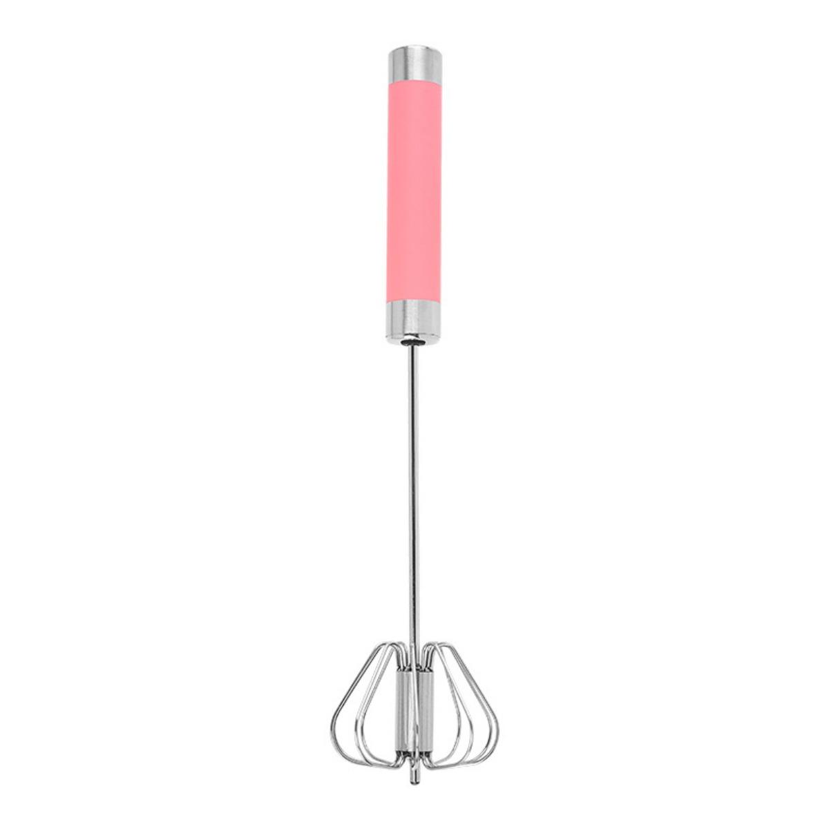 

Полуавтоматический венчик для яиц из нержавеющей стали - ручной вращающийся блендер с венчиком, 30 см розовый