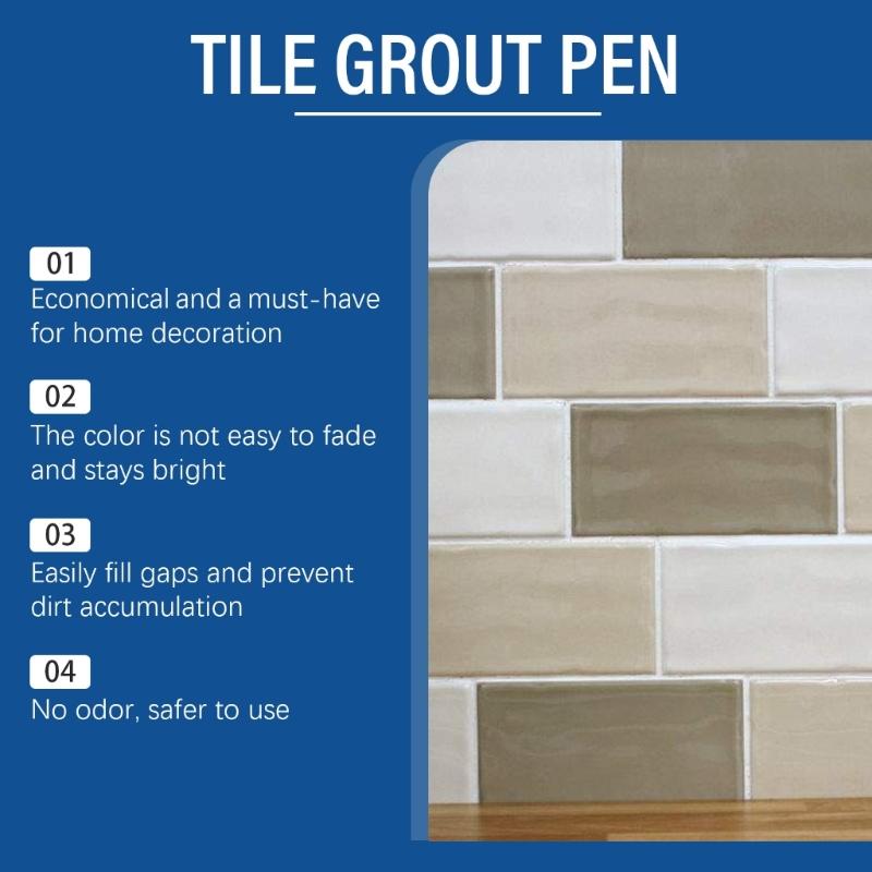 2 szt. Markery do uzupełniania płytek ceramicznych, Linie fug w łazienkach i kuchniach Płytki podłogowe Ściana, Korektor do płytek do łazienki