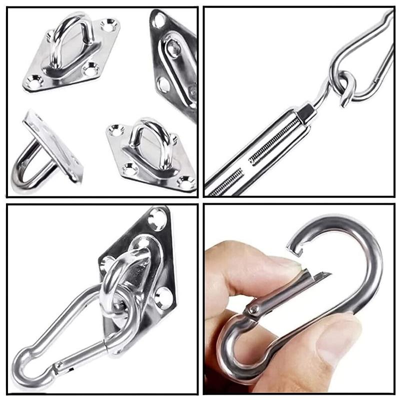 44pcs Sun Shade Sail Stainless Fixing Fitting Kit Garden Patio Awning Canopy Accessory