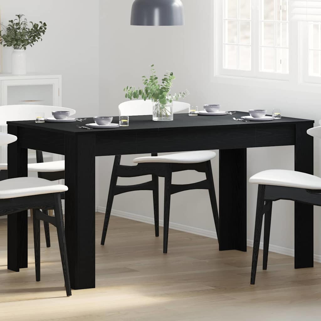 Dining Table Black Oak 140 X 74.5 X 76 Cm Engineered Wood