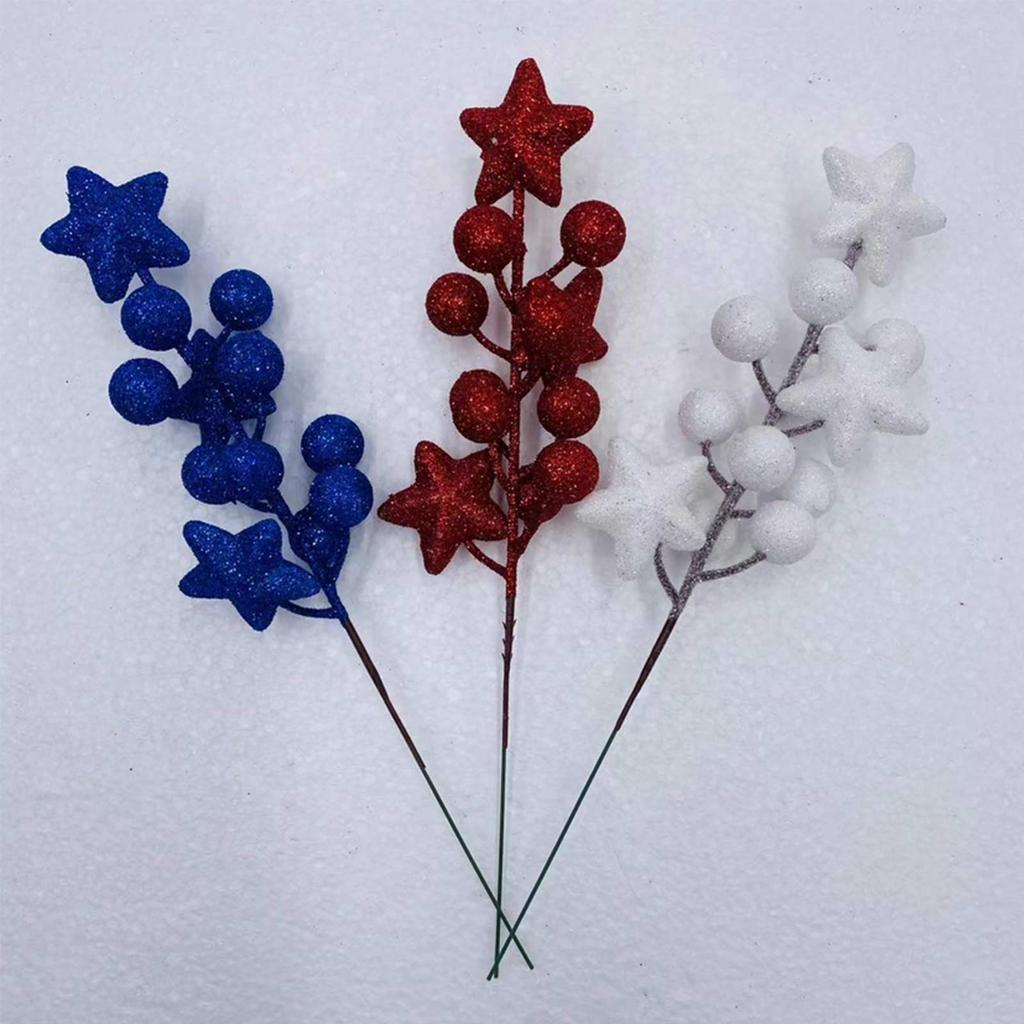 21cm Gold Glitter Floral Branches 12pcs Wire Foam Stems for DIY Wedding Centerpiece Decor