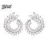 Durable Alloy Earrings Laurel Leaf Hoop for Women Plated