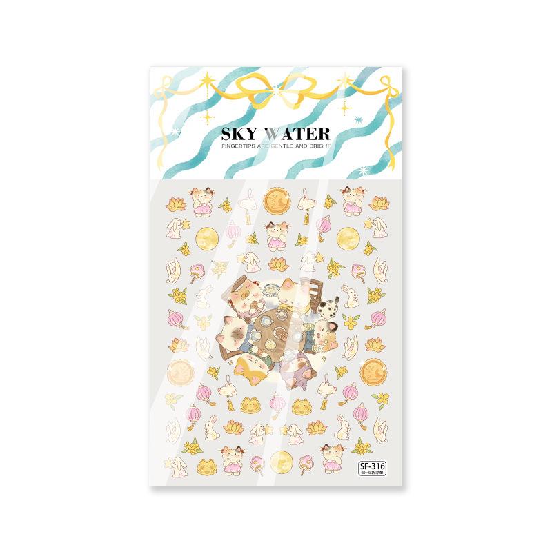 6D Embossed Cartoon Cat New Year Nail & Phone Art Sticker