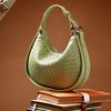 Fashion Underarm Women's Bag New Niche Cowhide Shoulder Messenger Bag Woven Crescent Bag