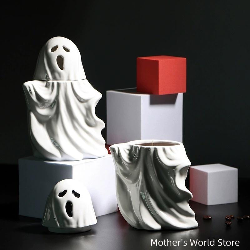 White Ghost Cup Three Dimensional Ceramic Cup Cartoon Mark Cup Halloween Gift