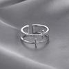 Gold Color Double Cross Flashing Zircon Open Rings for Women Student Korean Index Finger Ring 2022 Fashion Jewelry
