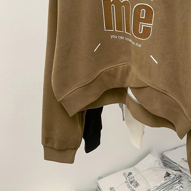 Large American Print Round Neck Long Sleeve Pullover Sweater