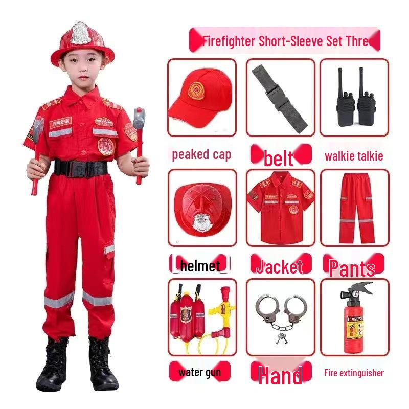 Kids' Firefighter Costume: Halloween Cosplay & Performance Set