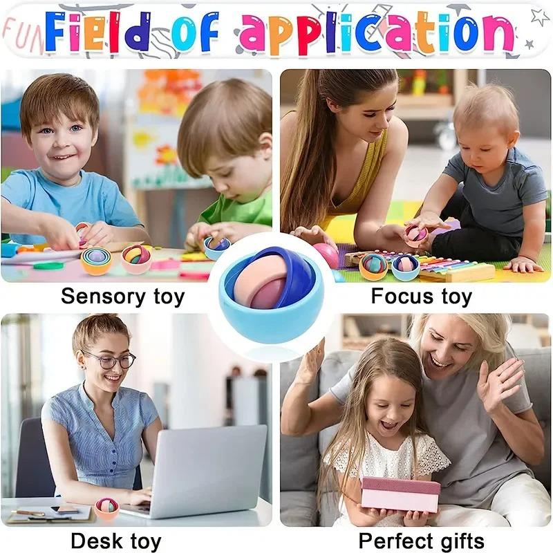 Fidget Toys Spinner Gyro Ball Infinite Flip Decompression Toy ADHD Autism Stress Relief Toy for Kids Adults Party Favor Gift
