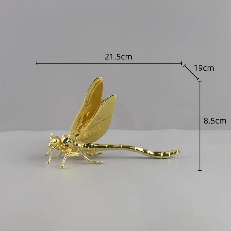 Metal Handicraft Artificial Animal Sculpture Silvery Insect Dragonfly Unicorn Beetle Figurines Home Decoration Accessories