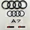 B A7 2012-2018 4 Ring logo ABS Black Car Hood Front Bonnet Grill Rear Trunk Emblem Badge Sticker A7 mark SLine Emblem