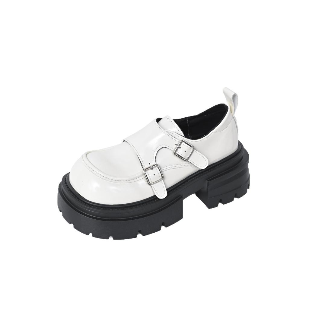 Spring 2025 New High-end Platform Thick-heeled Single Shoes British Style Loafers Versatile Niche Heightening Leather Shoes