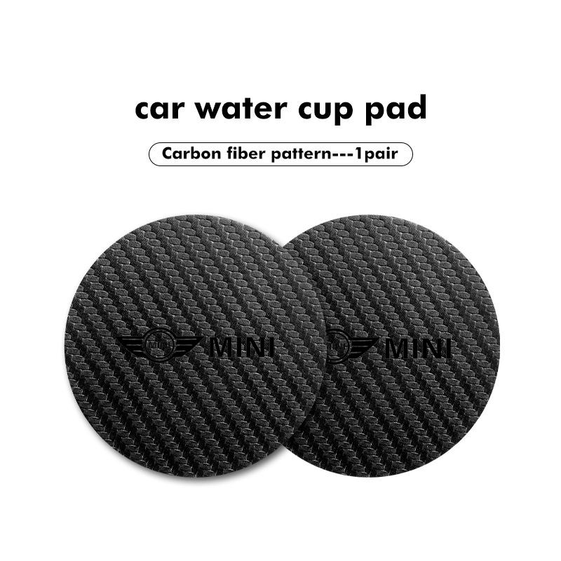 2 Pezzi Tappetino Antiscivolo per Auto Sottobicchiere Tappetino per Bicchiere d'Acqua in Fibra di Carbonio per MINI Cooper R60 R56 F56 F55 F57 F60 Countryman Convertibile tnrjc00