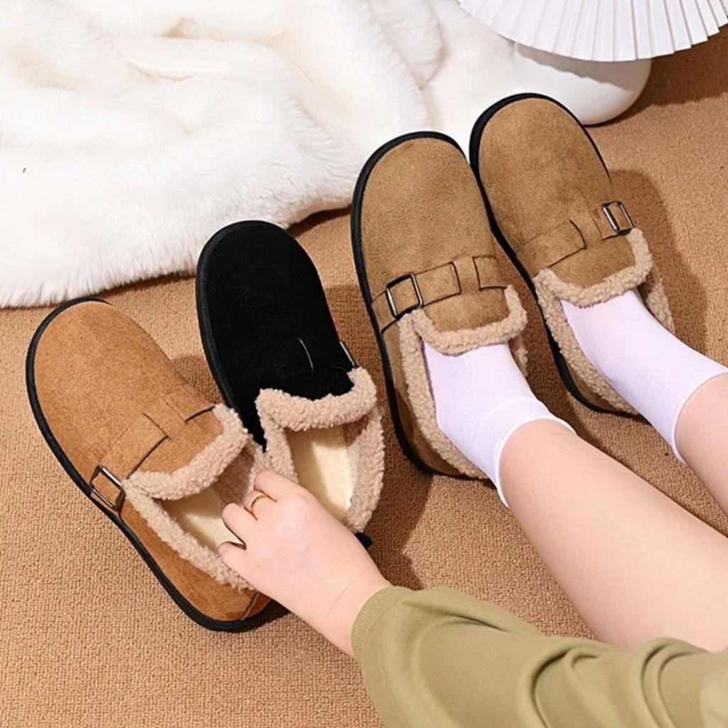 Winter Cotton Shoes for Women, Retro Boken Cotton Boots with Thick Velvet Snow Boots for Women