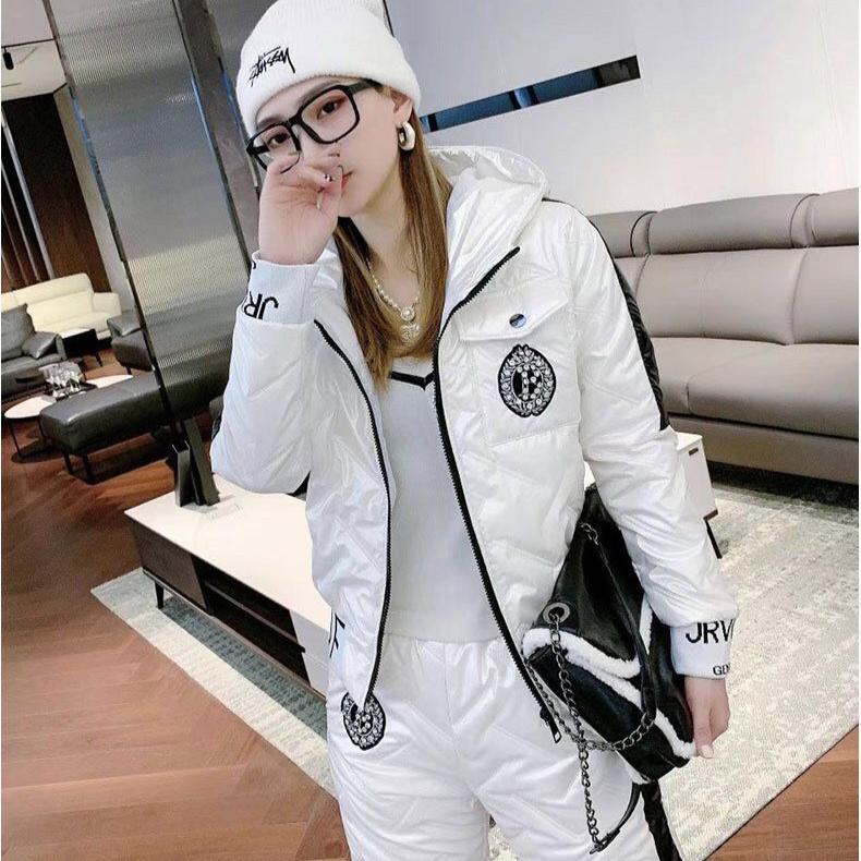 Winter Cotton Clothes Cotton Jackets Cotton Pants Sports Fashion Two-piece Set Women's Fitness Running Clothes Loose Korean Set