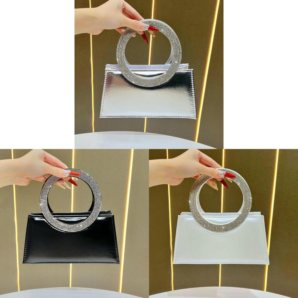 Elegant Pu Evening Clutch With Sparkling Rhinestones For Formal Events