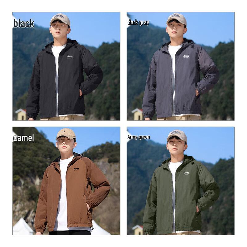 JEEP SPIRIT Men's Outdoor Windproof Hooded Jacket