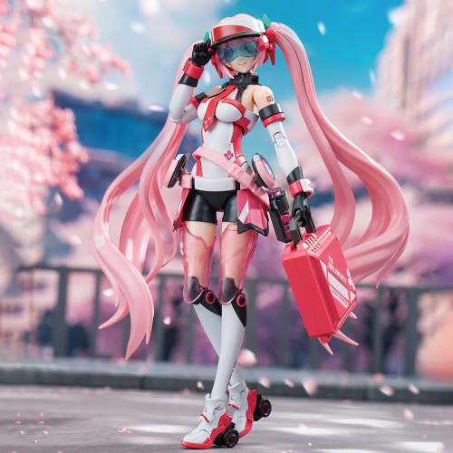 HiPlay SOSKILL Sakura Miku - Pink Sound Boom SSK-MIKU02, Approximately 160mm Tall, Pre-Colored Plastic Model Kit