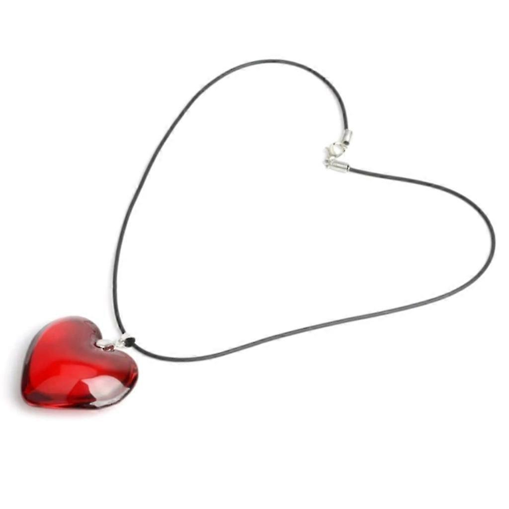 Glass Heart Pendant Necklace Colorful Heart Pendant Black Rope Necklace Jewelry 25-26