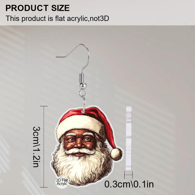 Christmas Gift Acrylic Women Fashion Drop Earrings, Rustic Santa Claus Shape Design Earrings Jewelry for Women's Daily Wear and Holiday Party Wear