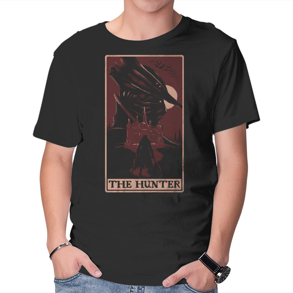 Unisex Crew Neck T-Shirt The Hunter Tarot Graphic Short Sleeve Casual Tee XL