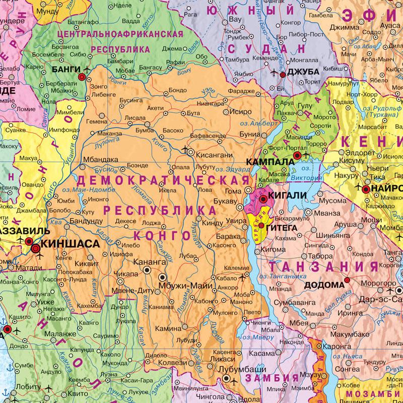 Political Distribution of Africa Map Near The Equator In Russian Language Map Canvas Painting Wall Art Poster Home Decoration