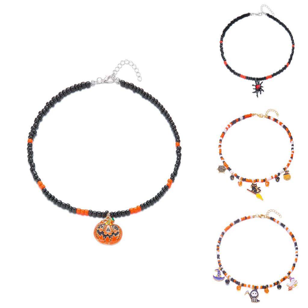 Halloween Gothic Spider Web Pendant Necklace With Rhinestones For Men And Women