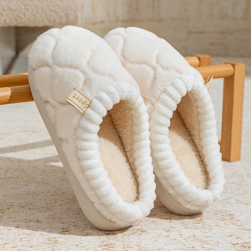 Simple Indoor Cotton Slippers Winter Velvet Cotton Shoes Couple Home Warm Hair Mop Home