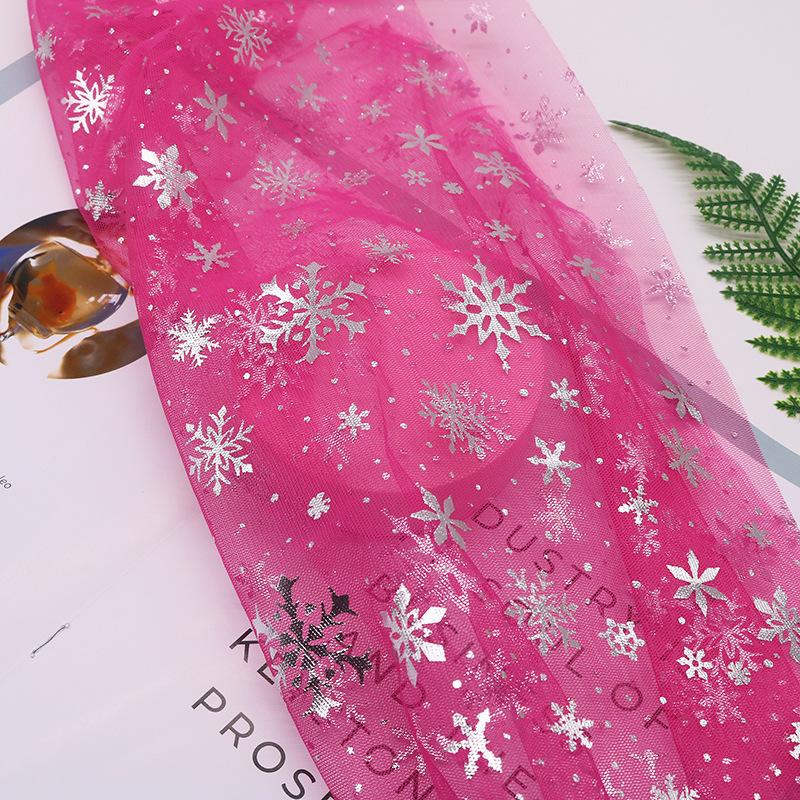 Polyester Fabric Snowflake Pattern Printed Fabric Tulle Fabric 1meter/Lot For Birthday Party Wedding Decor Craft Projects